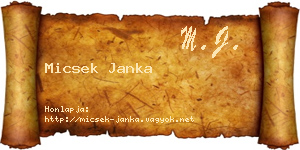 Micsek Janka névjegykártya